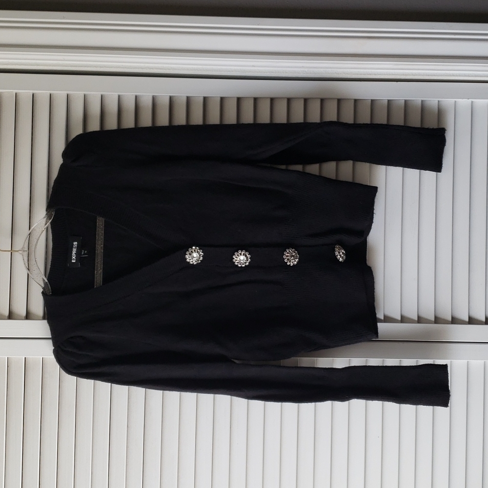 Express Puff Sleeve Embellished Cardigan